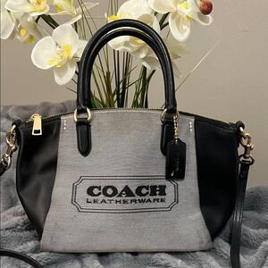 Coach Badge Jacquard Elise Leather Satchel EUC retail $295